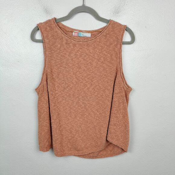 Free People Beach Tank Top Womens Medium Tan Salmon Knit Textured Lounge Boho‎ - Picture 1 of 7